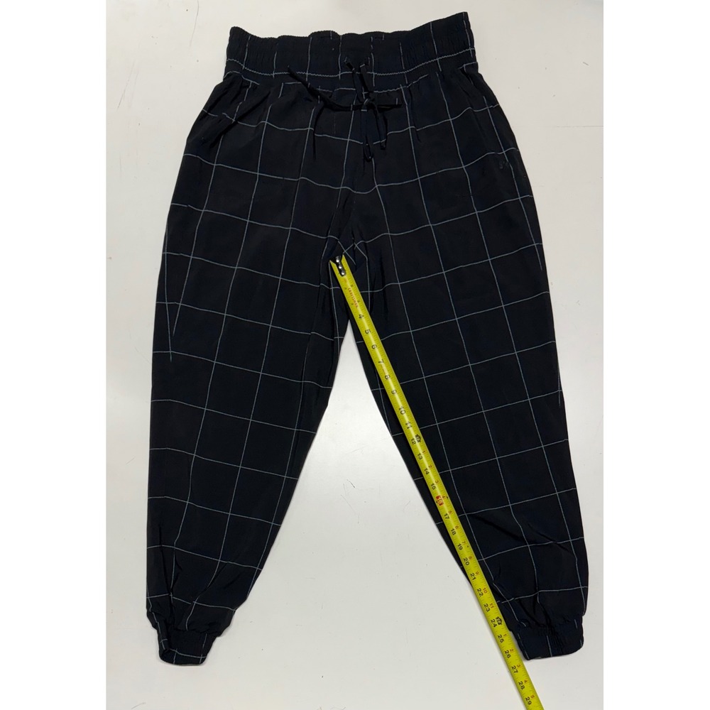 Albion Black Grid Destination Jogger Pants Elastic Waist Drawstring Womens XXL